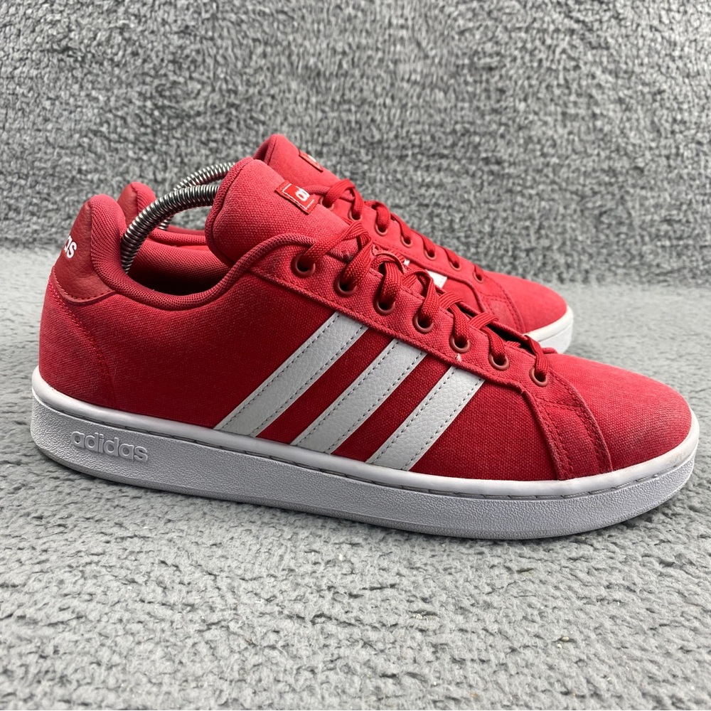 adidas Grand Court Shoes Low Mens 10.5 Canvas Sneakers Leather Lace Up 3 Strips